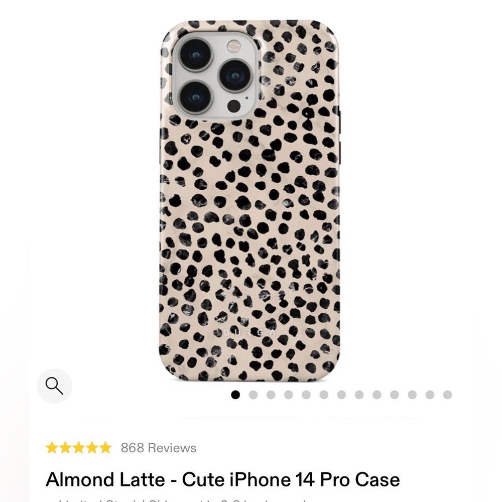 BURGA iPhone 14 ProPhone Case Stylish Leopard Print - Black and Cream. NEW